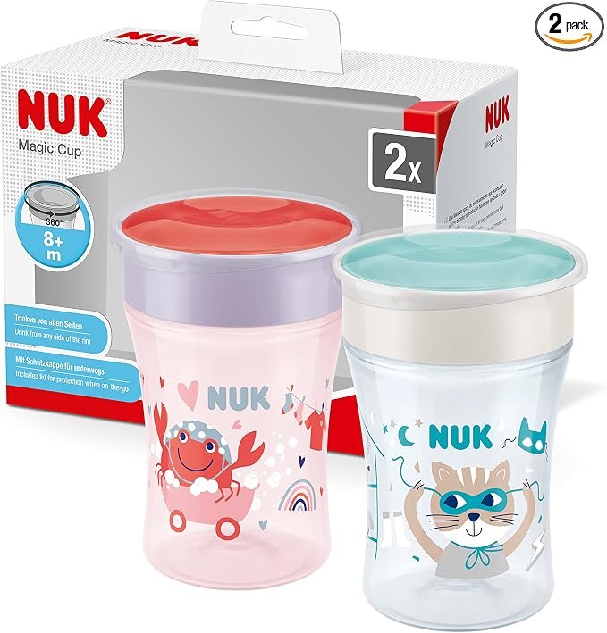 Vaso Magic Cup NUK anti‑derrame – 2 unidades en color cangrejo