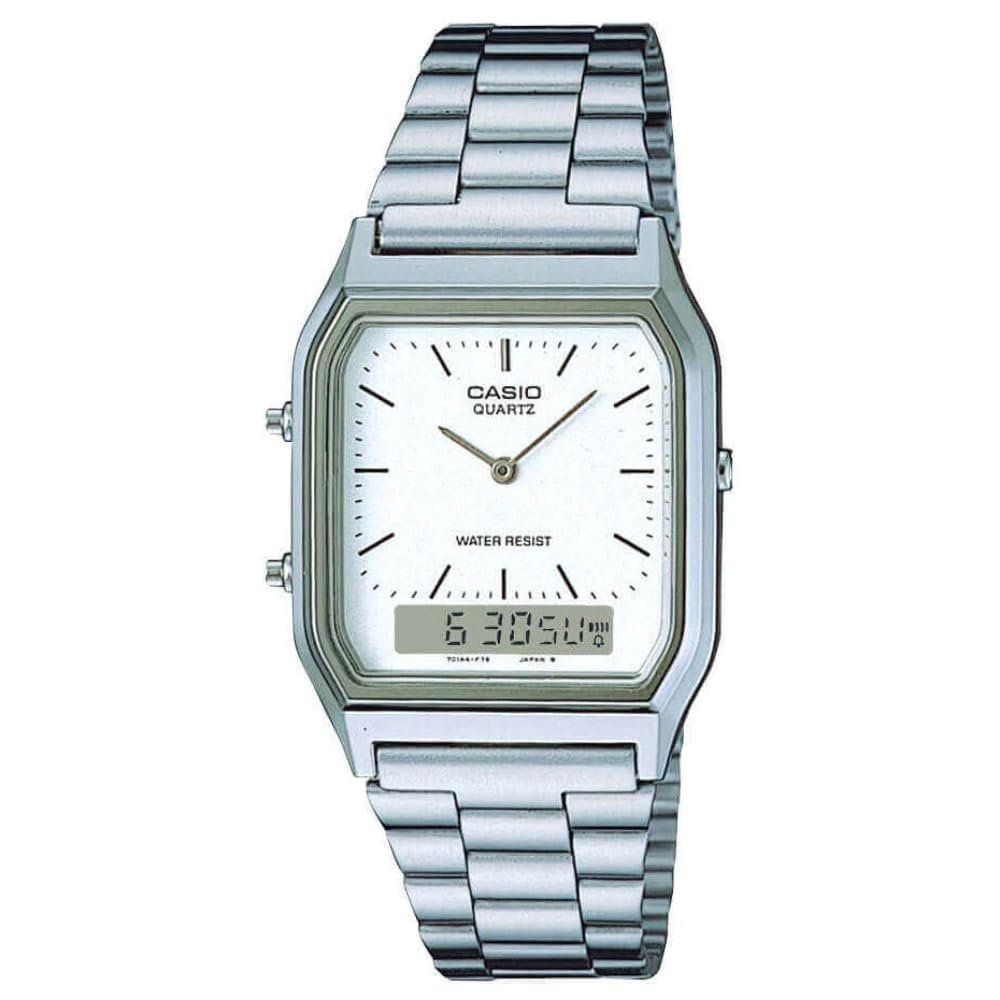 Reloj Casio Vintage AQ‑230A: elegancia retro con cuarzo y correa de acero