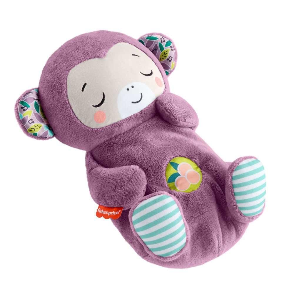 Fisher-Price Peluche Monito Morado para bebé Peluche musical, sonido portátil, respiración, luces, calma, 0+ m