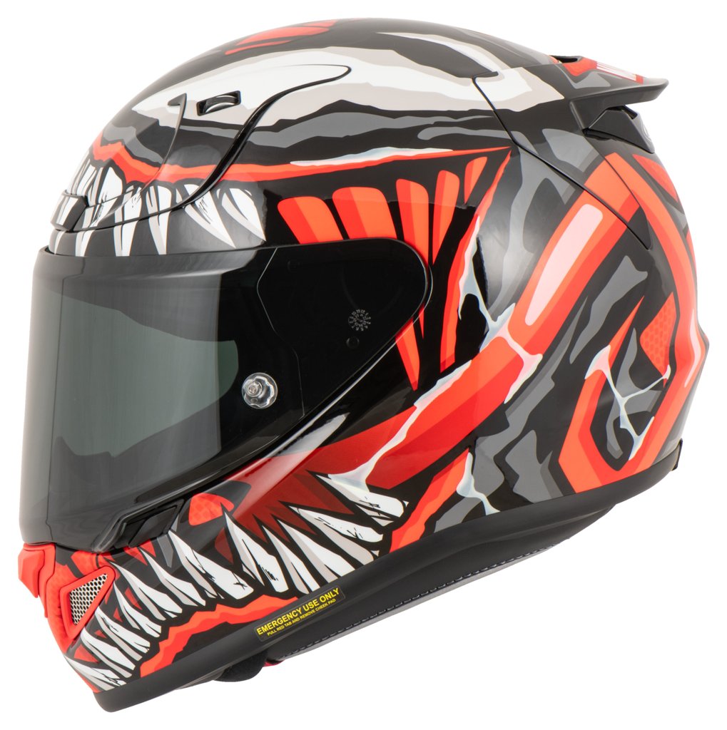 Casco de moto HJC x MARVEL RPHA 12 "Maximized Venom" | FIBRA (PIM EVO) | ECE22.06 | Con 2 pantallas + PinLock