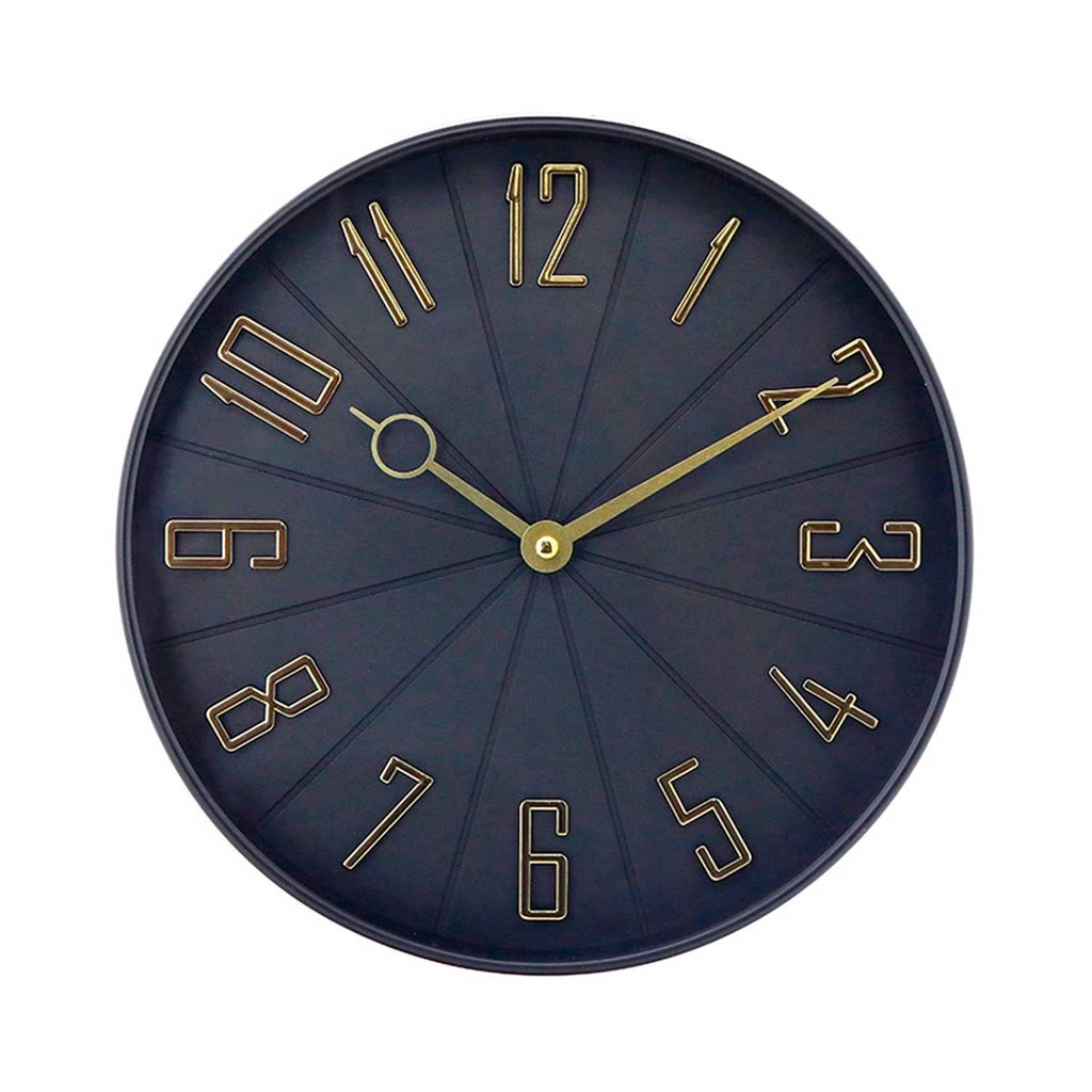 Reloj de pared vintage negro y dorado – estilo retro