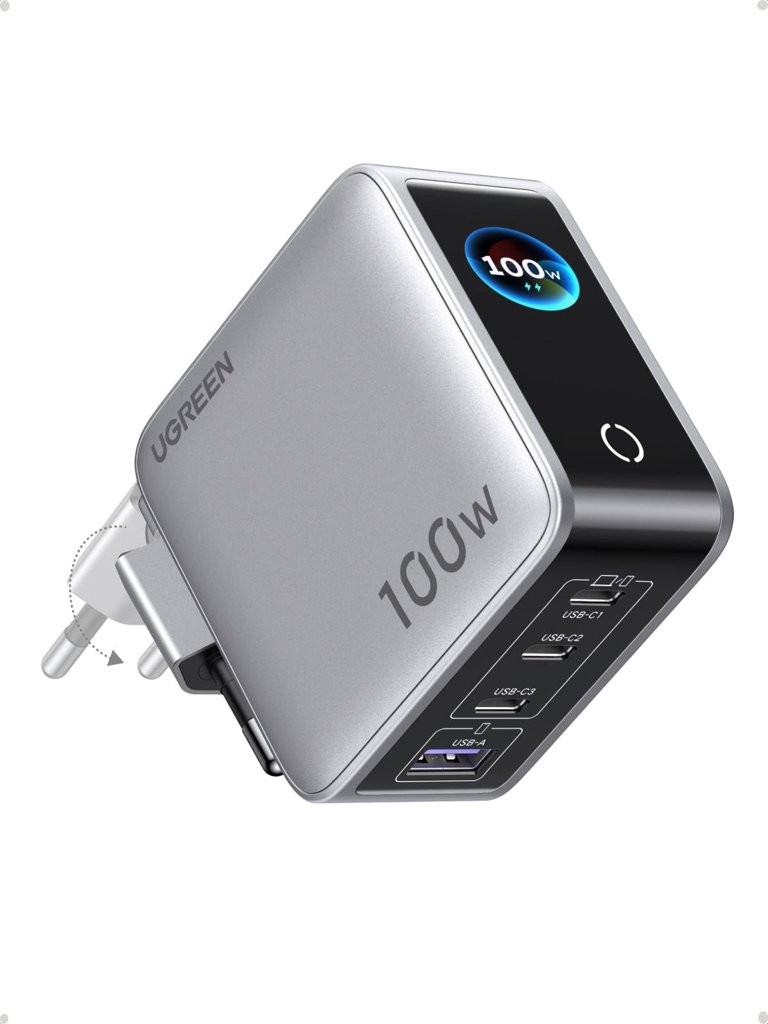 Cargador USB‑C 100W UGREEN con pantalla TFT: potencia visible