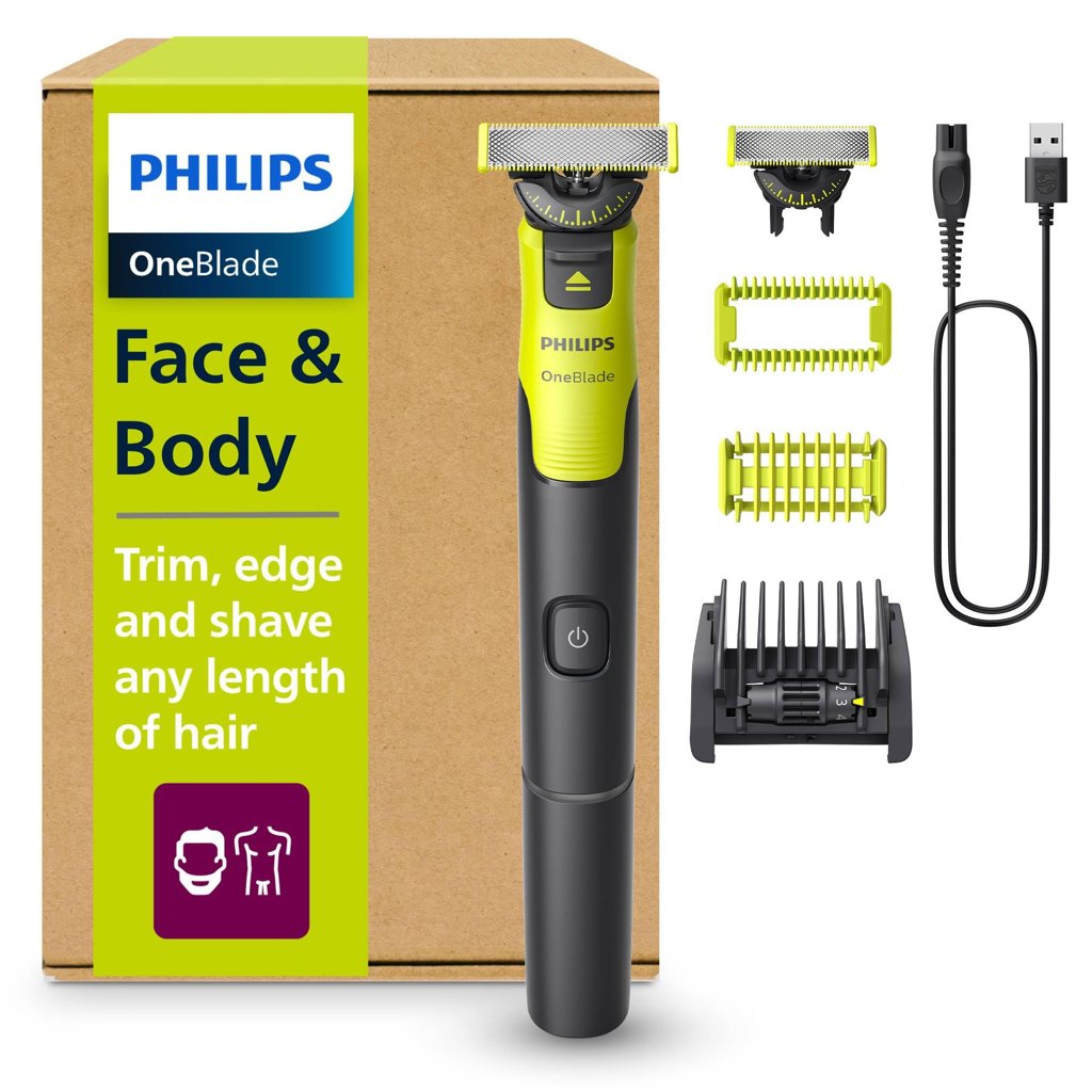 Maquina recortadora afeitadora Philips OneBlade 360 QP4631/65 Face + Body | Peine ajustable 5 en 1 + cuchilla 