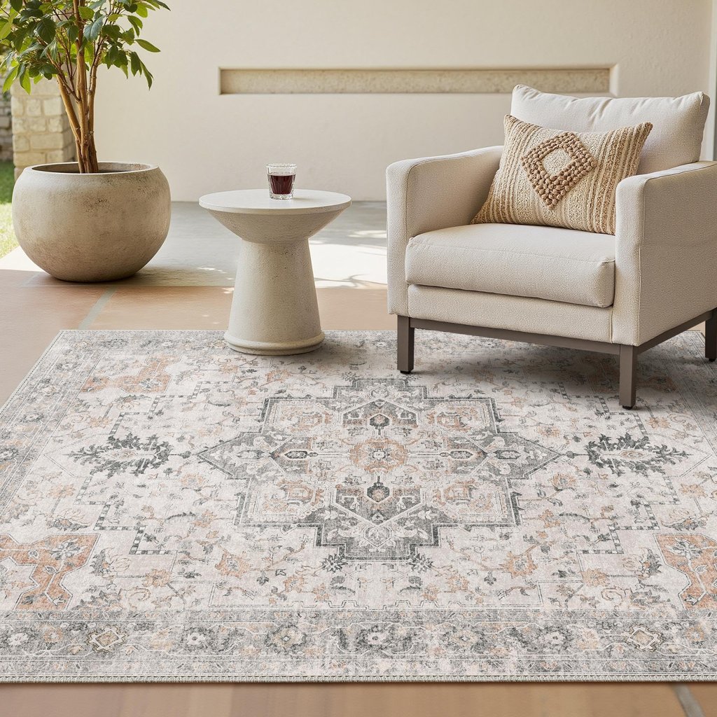 Alfombra Vintage Lavable con Base Antideslizante – Dale estilo a tu salón