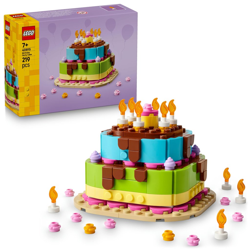 Set LEGO Pastel de Cumpleaños con 10 velas y flores – 219 piezas