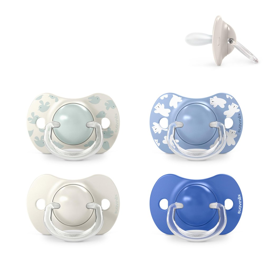 Pack de 4 chupetes Suavinex azul para bebés de 6 a 18 meses