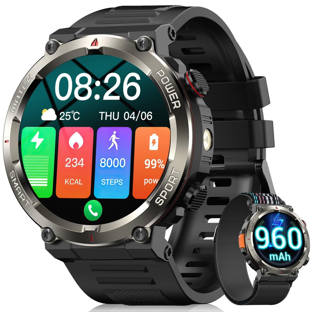 Reloj inteligente IOWODO para hombre con llamadas y brújula