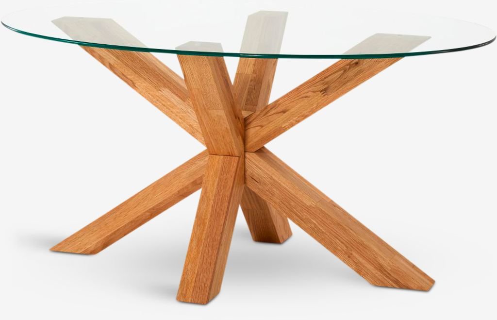 Mesa de centro de cristal y roble con un 43% de descuento
