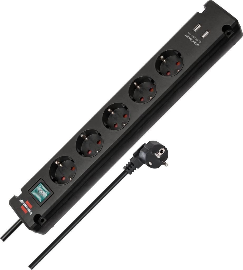 Brennenstuhl Bremounta regleta de enchufes con 5 Tomas Corriente y Carga USB