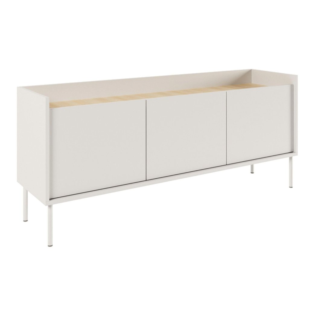 Mueble TV de 140 cm con tres puertas estilo blanco y roble
