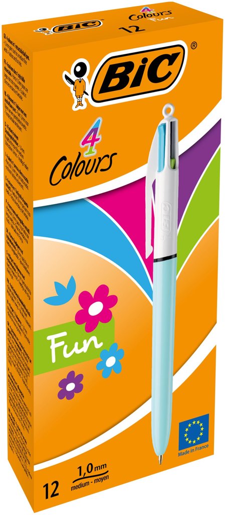 Pack de 12 bolígrafos BIC multicolor – escritura sin interrupciones