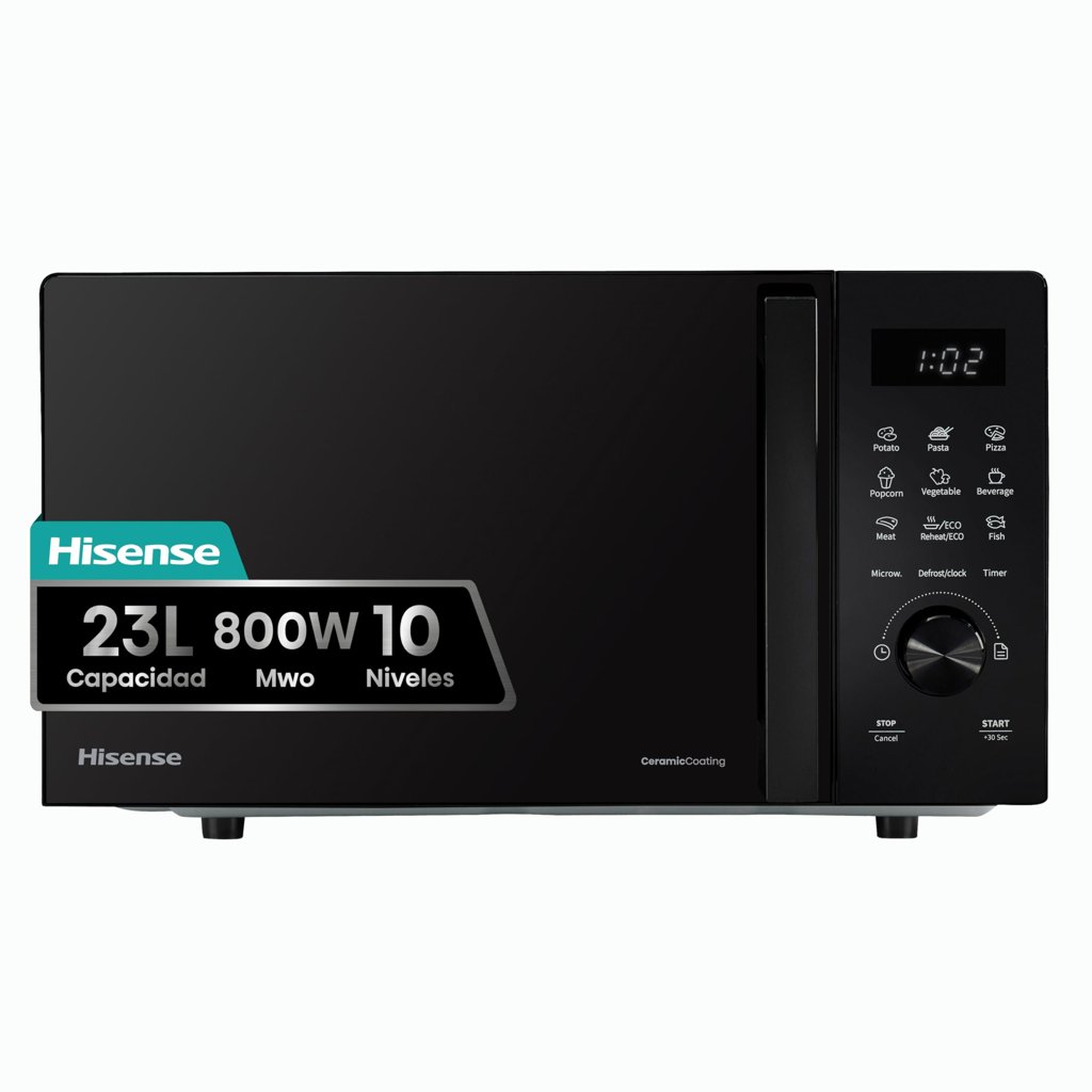 Microondas digital Hisense 23 L con grill y 10 niveles de potencia