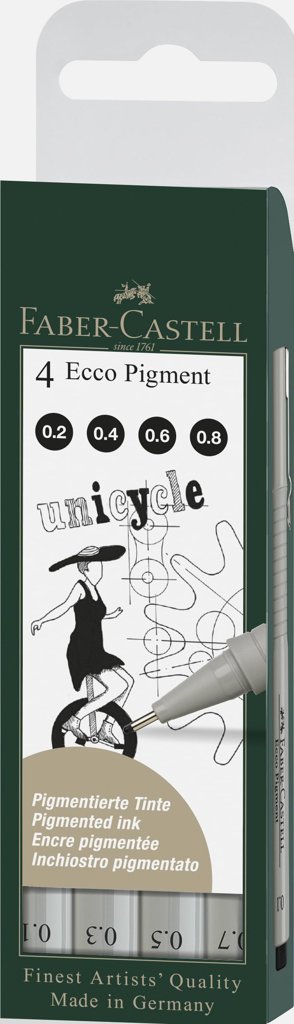 Set de 4 rotuladores Faber‑Castell Ecco con puntas de 0,2 a 0,8 mm