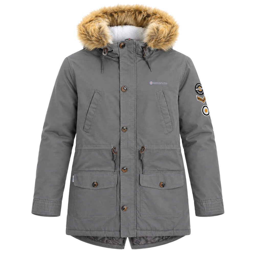 Parka Sherpa para hombre con capucha de pelo y forro cálido