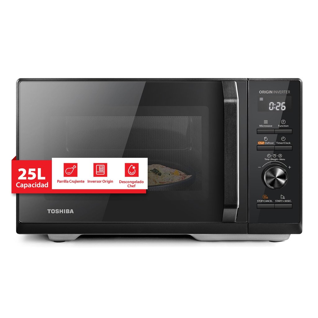 Microondas digital Toshiba 25 L con grill: cocina rápida y saludable