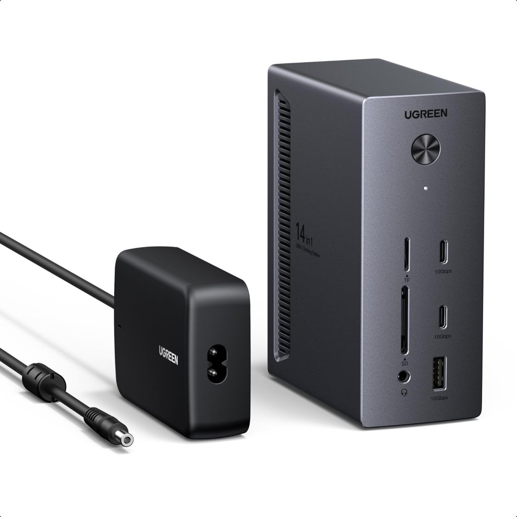 Docking Station UGREEN Revodok Pro 14 en 1 USB-C (Triple pantalla 4K120Hz DP/HDMI, 10Gbps, 100W PD, RJ45 Gigab