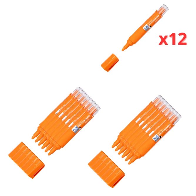 Pack 12 rotuladores naranjas recargables 2 mm – Ideal para pizarra blanca
