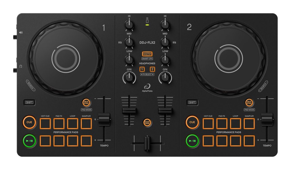 Controlador DJ portátil AlphaTheta Pioneer DDJ‑FLX2, diseño pro