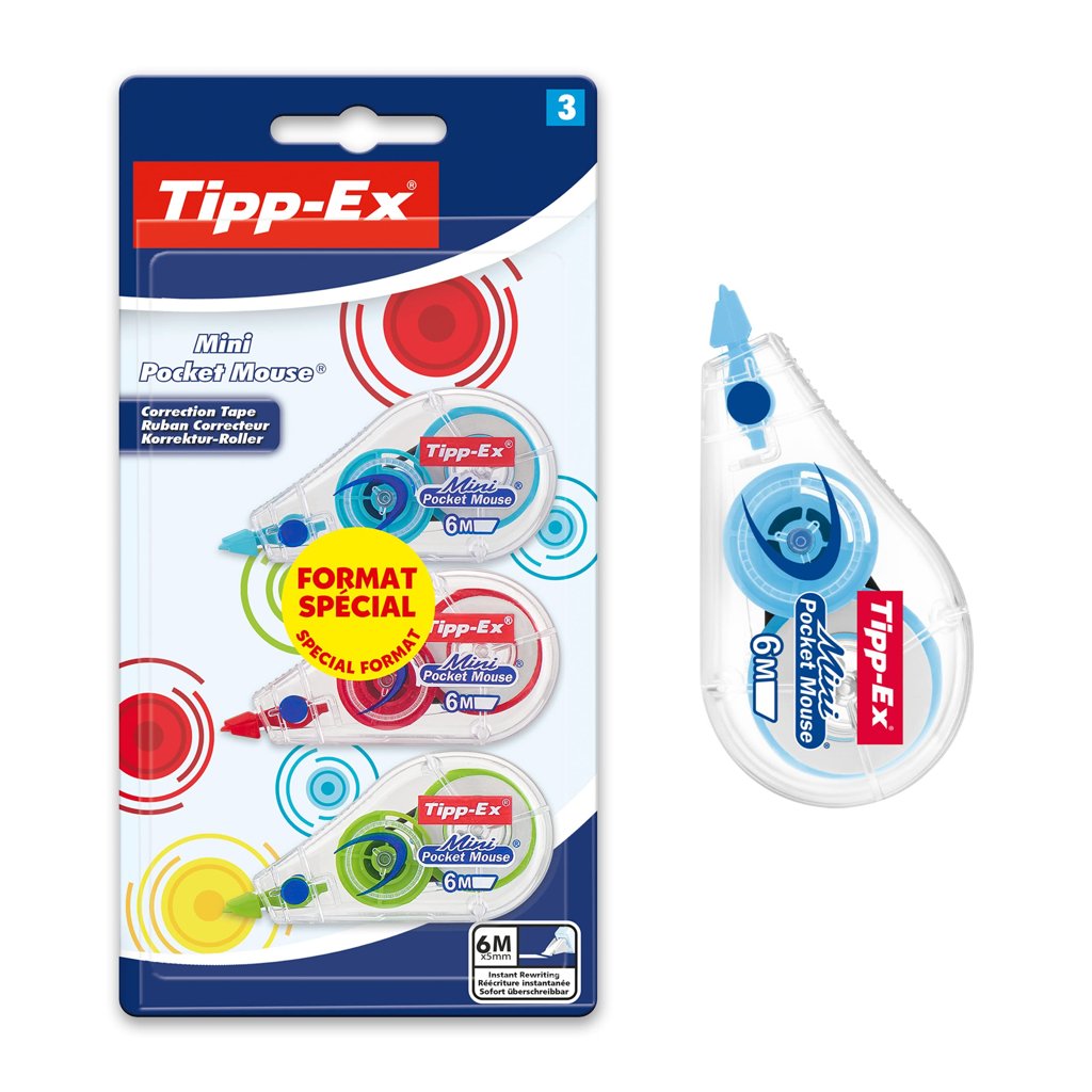 Pack 3 BIC Tipp-Ex Mini Pocket Mouse: correcciones rápidas