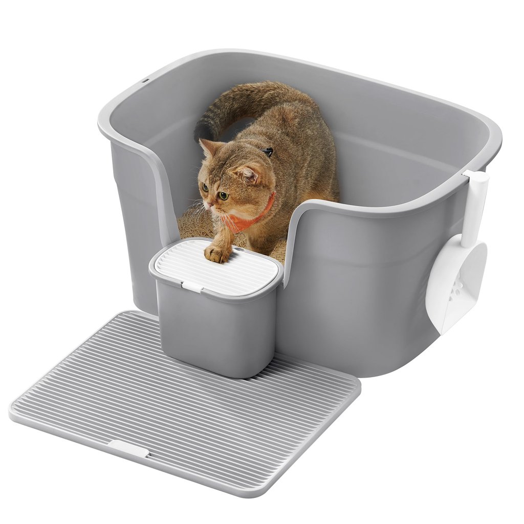 Arena para Gatos Grandes con Pala y Tabla Recogedora – Gris Paloma