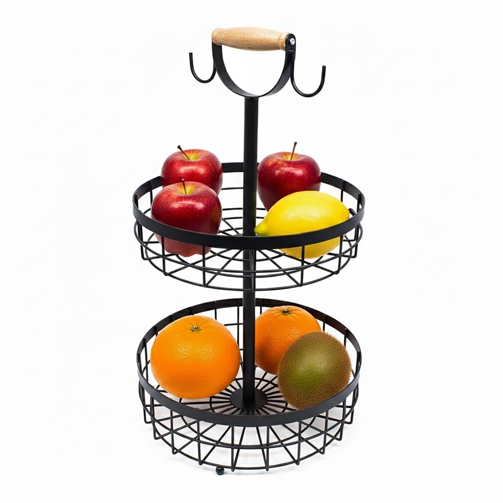 Cesta metálica de frutas de 2 niveles: organización y estilo en tu cocina