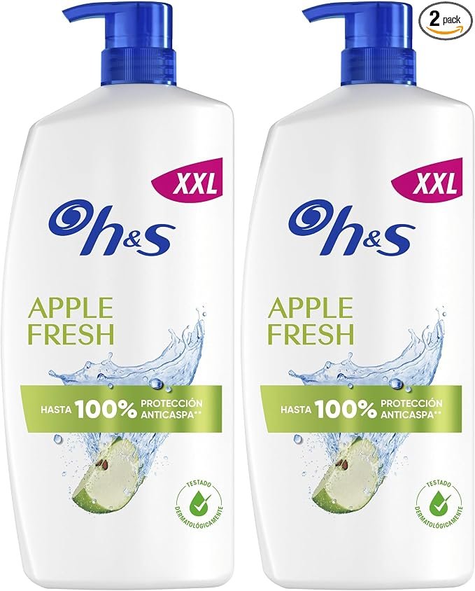 Pack 2×1 L de Champú Anticaspa H&S Manzana con Dosificador