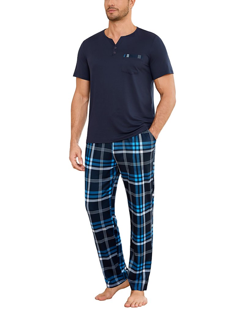Pijama de algodón para hombre, suave y cómodo todo el año