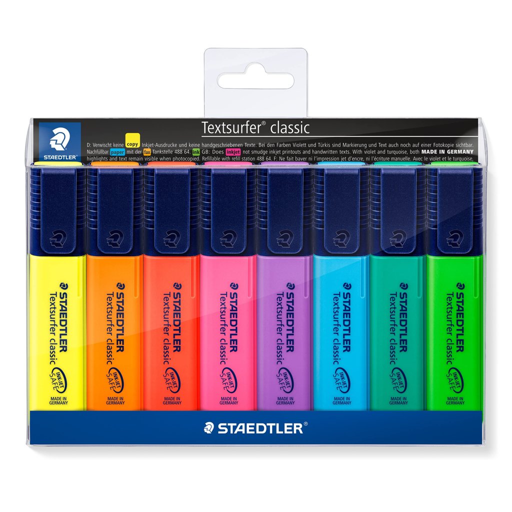 Pack de 3 juegos de marcadores fluorescentes STAEDTLER – 8 colores