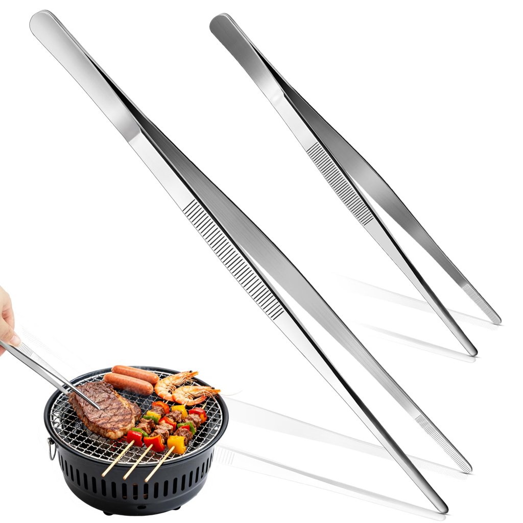 Set de 2 pinzas de acero inoxidable para cocinar sin esfuerzo