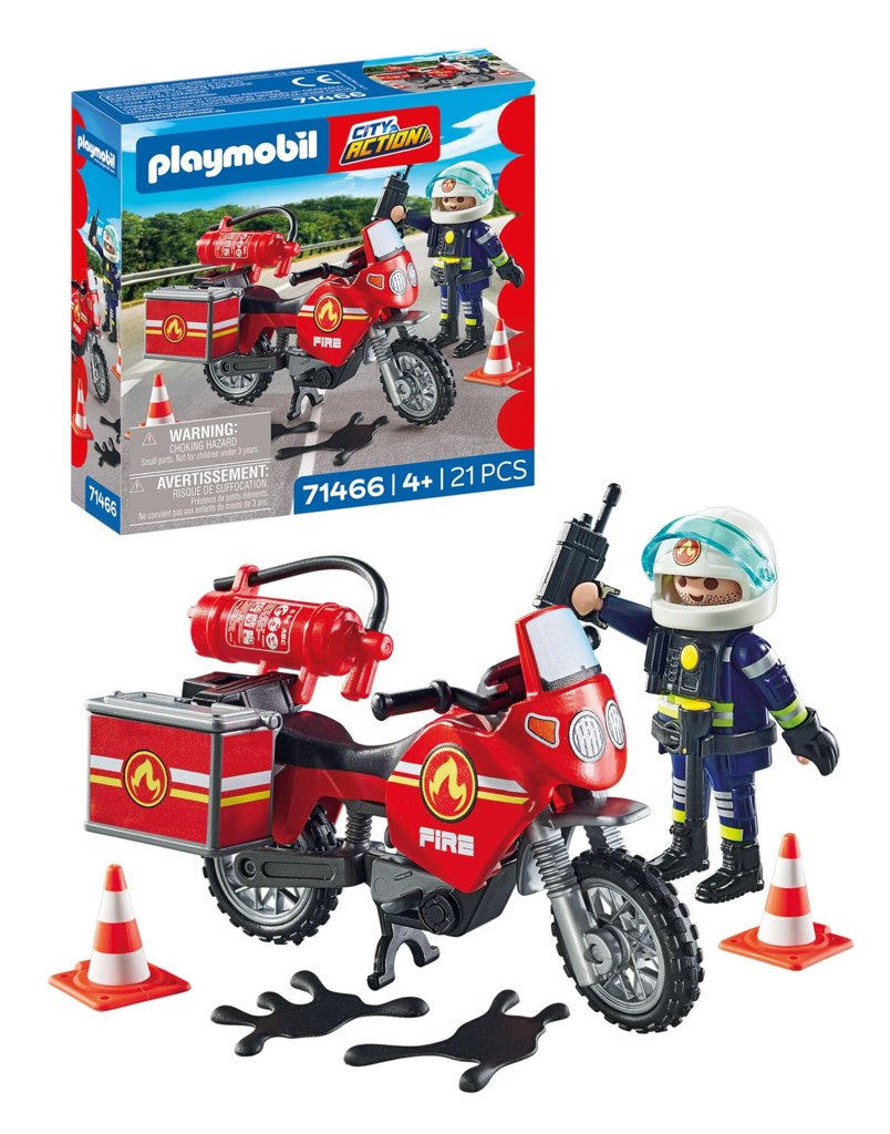 Moto de bomberos PLAYMOBIL Action Heroes con radio y extintor