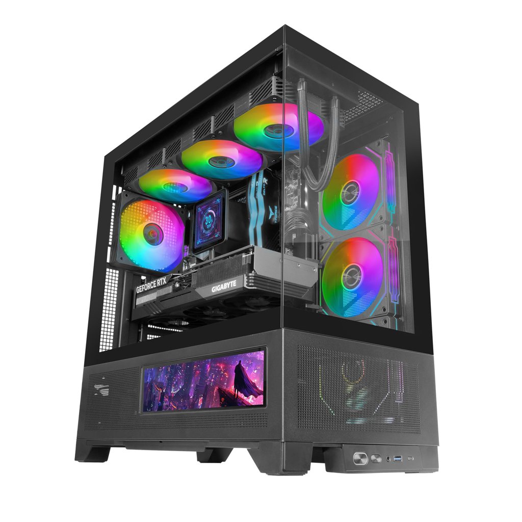 Caja Gaming Mars MC‑LCDX con pantalla IPS de 9,16'' y diseño Full Mesh