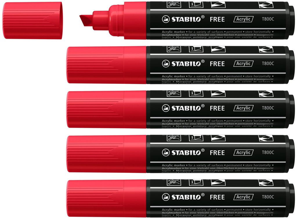 Pack de 5 marcadores acrílicos Stabilo: colores intensos y trazos precisos