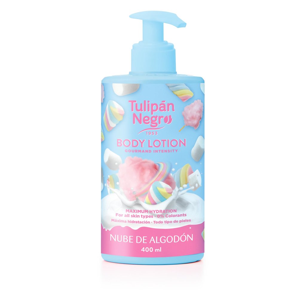 Tulipán Negro Loción Corporal Nube de Algodón con Dosificador, Hidratación Intensa para Todo Tipo de Pieles co