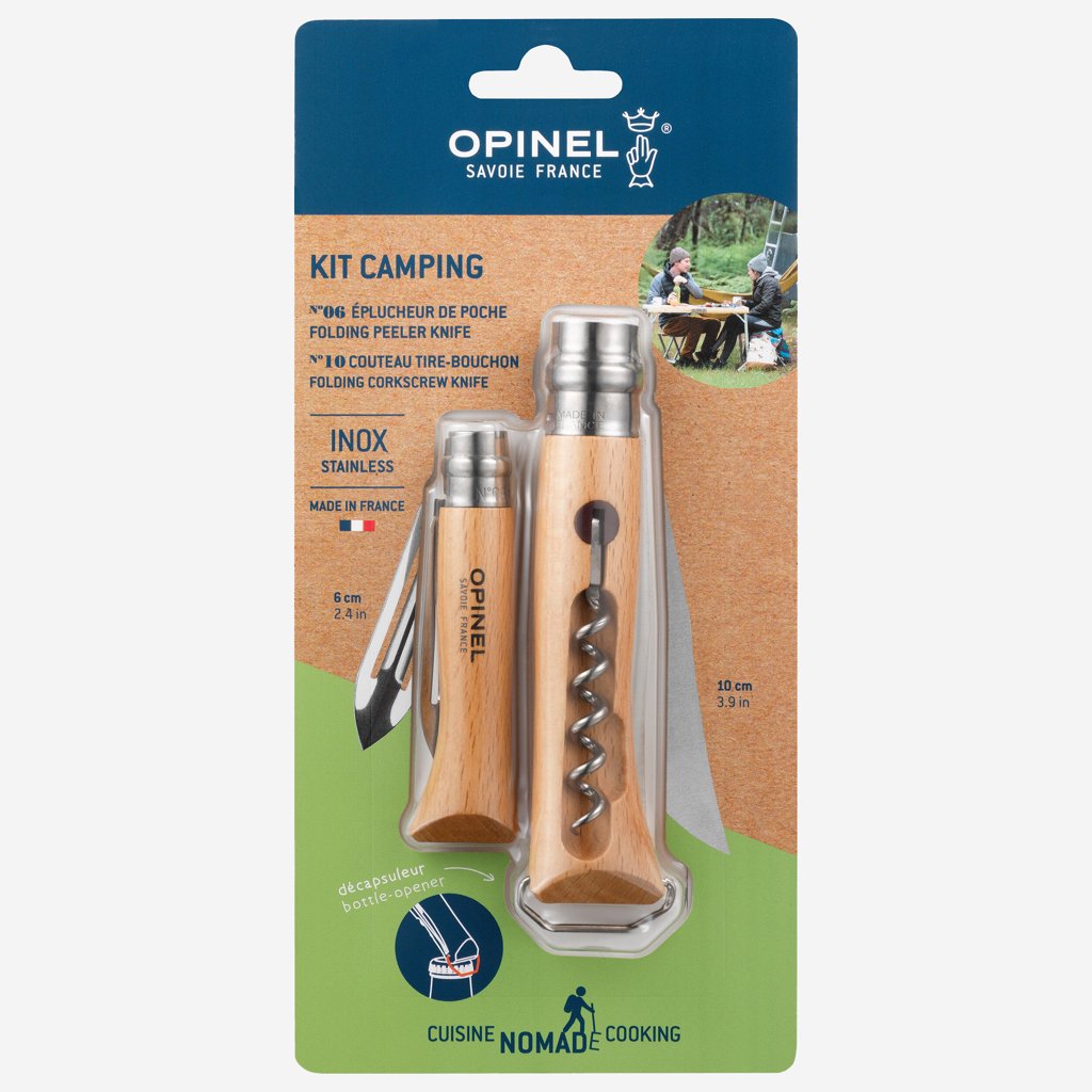 Kit Camping Opinel: navaja, pelador y sacacorchos