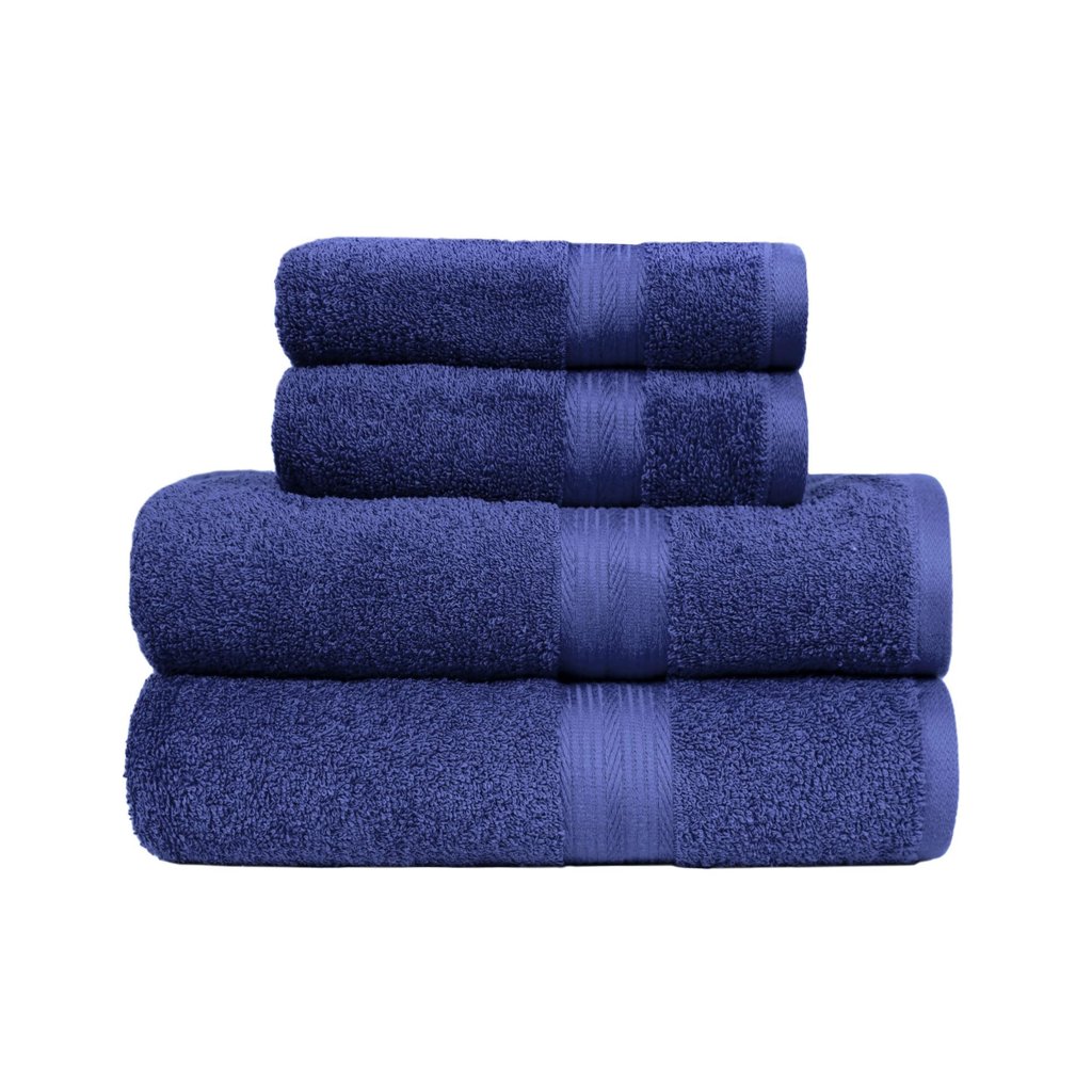 Pack de 4 toallas 100% algodón en azul real – baño y mano