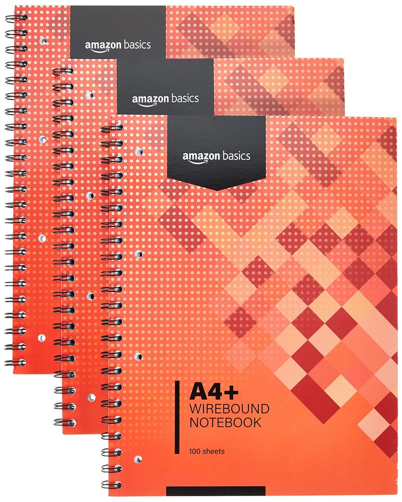 Cuadernos espiral Amazon Basics, paquete de 3 en rojo