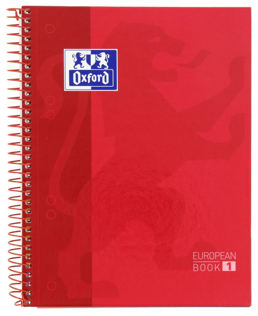 Cuaderno A5 Oxford Europeanbook1 rojo, tapa extradura y 80 hojas