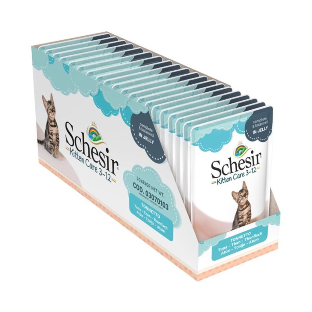 Schesir: Deliciosa comida húmeda de bacoreta para gatitos