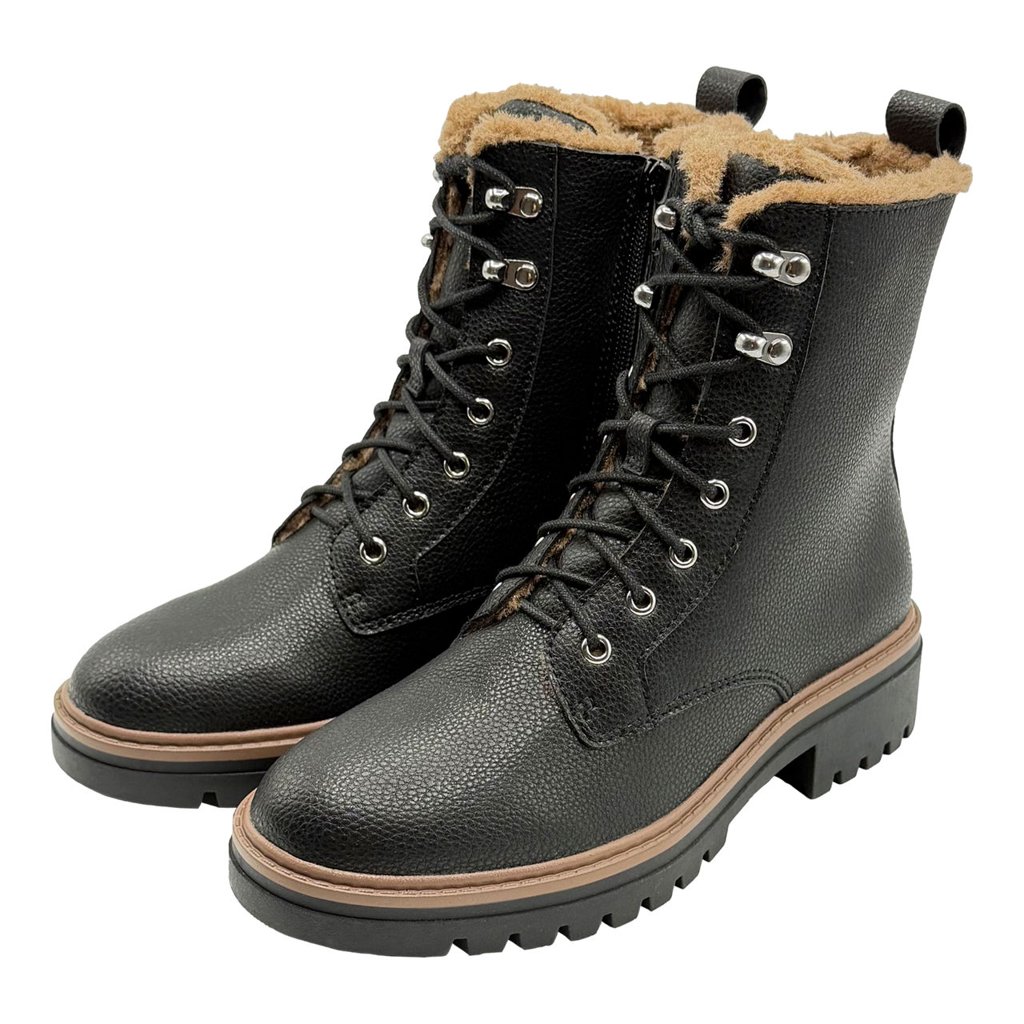 Botas de piel forradas con cordones y cremallera – estilo y confort