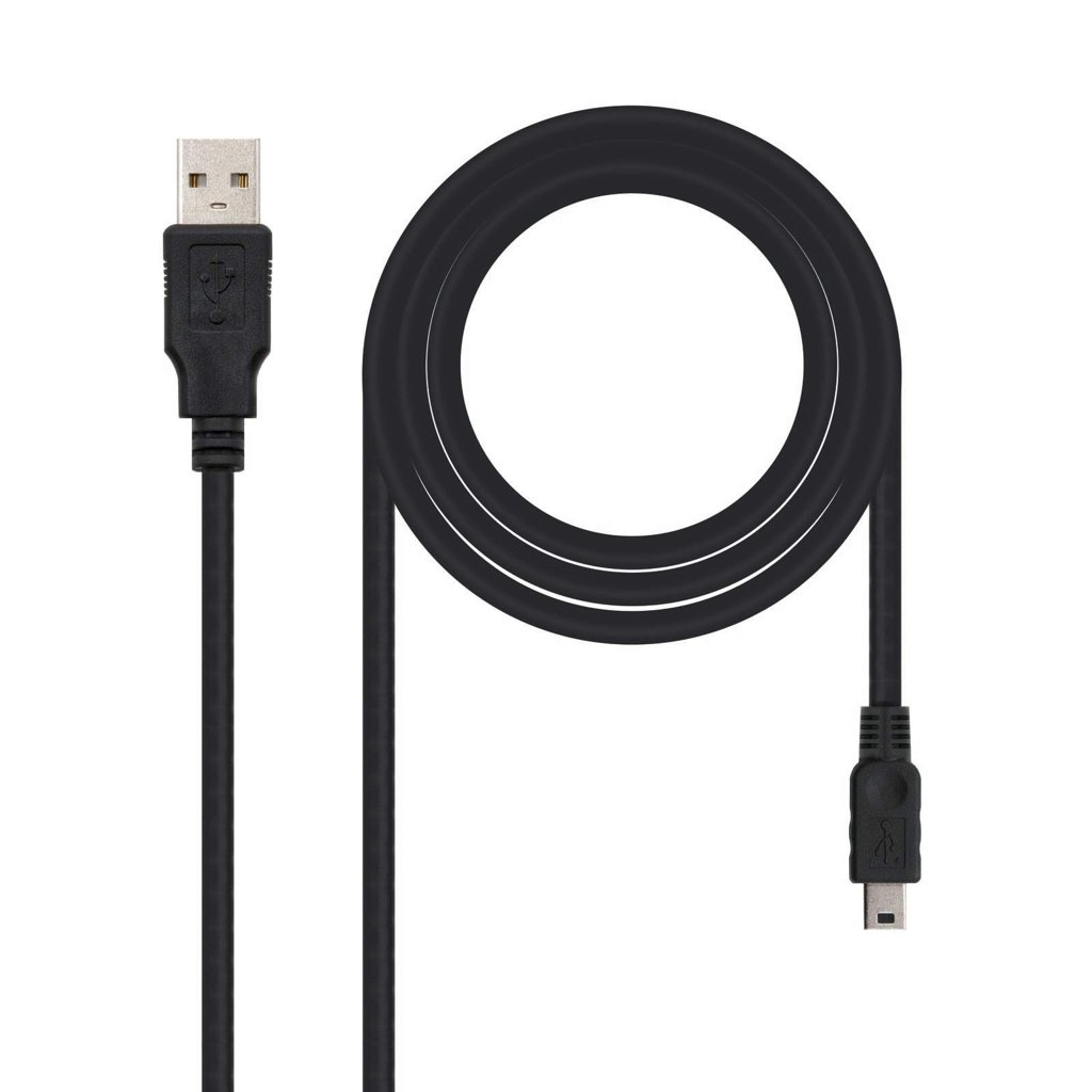 Cable Nano USB 2.0 a Mini‑USB, 1 m, negro – conexión rápida y compacta