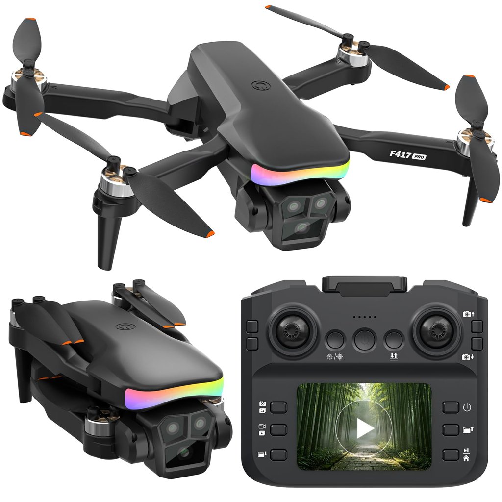 F417PRO Mini FPV Drone con Cámara HD 1080P Mando a Distancia LCD, Motor sin Escobillas, Recarga Rápida Type‑C,