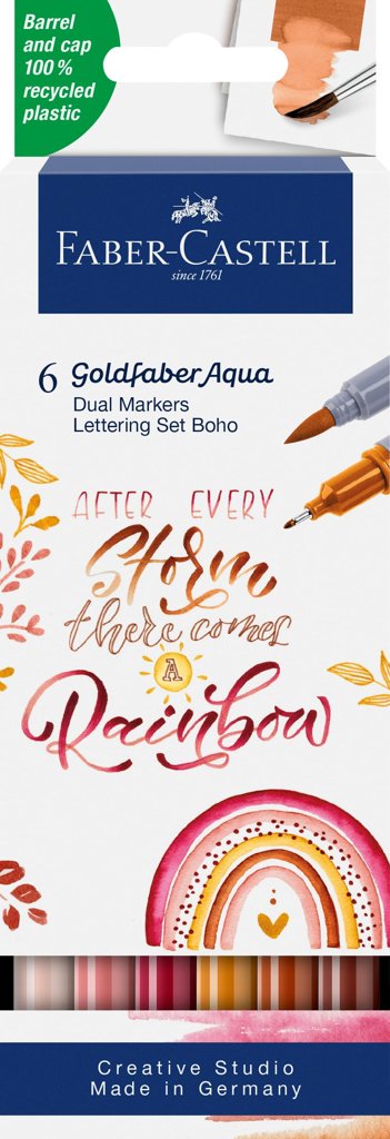 FABER-CASTELL - Rotuladores Goldfaber Aqua Dual Boho, 6 colores