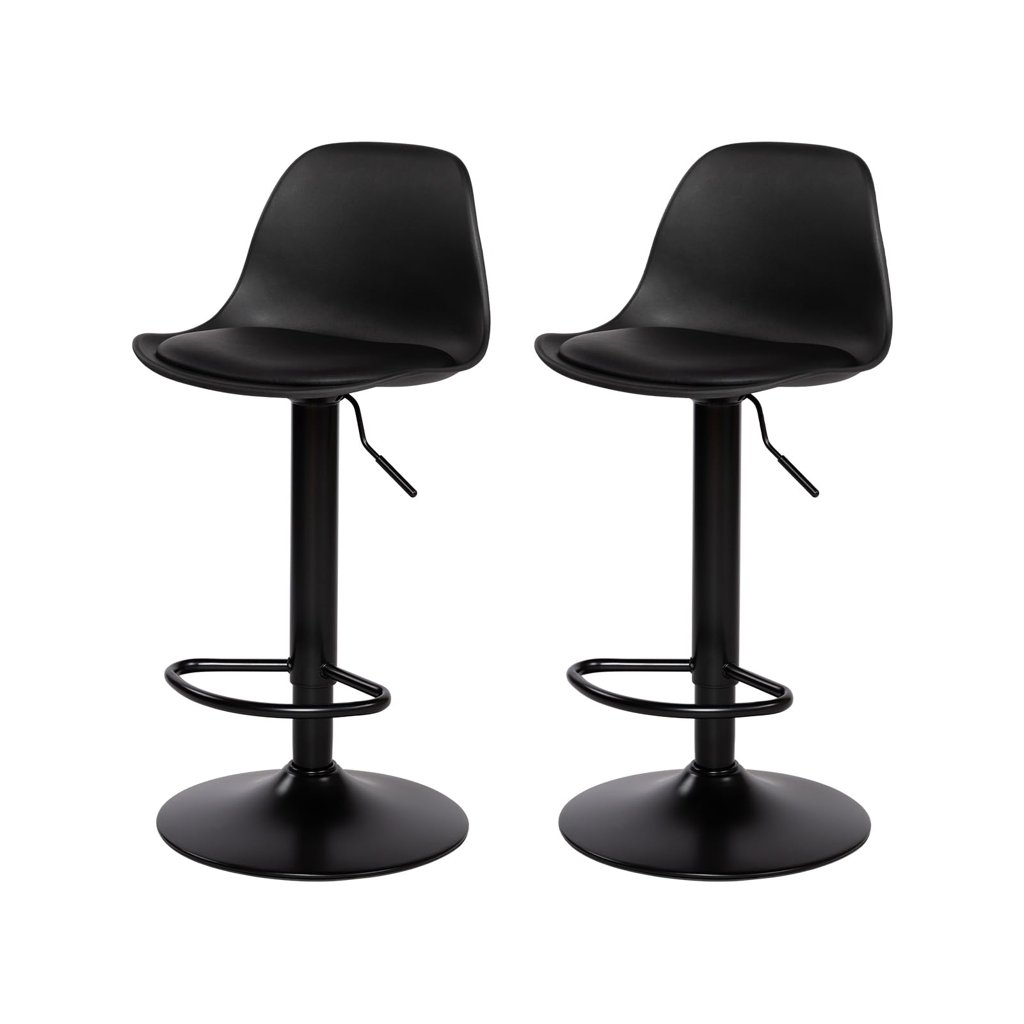 Juego de 2 taburetes altos de cocina, regulables y con respaldo acolchado