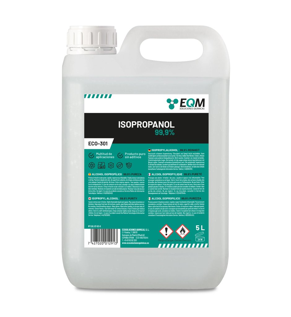 Alcohol isopropílico 99,9% 5L para limpieza electrónica