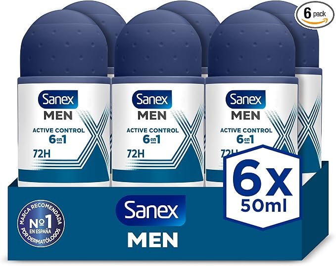 Sanex Men Active Control: desodorante roll‑on 72h para hombre