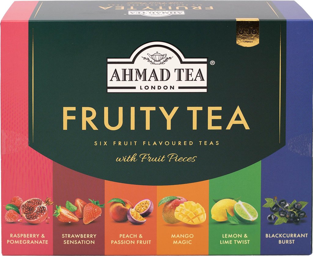 Surtido de Té Negro y Verde 6 Variedades 60 Bolsitas - Ahmad Tea Fruitytea - (Cad: 10/02/2029)