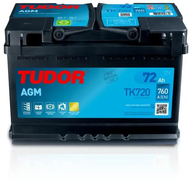 Batería AGM 72Ah para coches Start-Stop con gran potencia