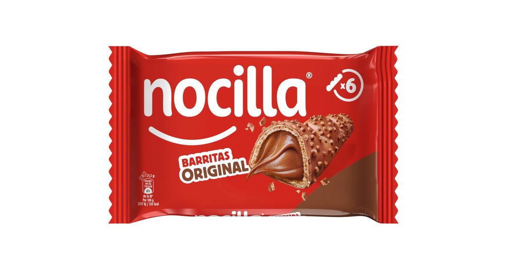 Nocilla Pack de 6 Unidades - 129g, Barritas, Original, Con Crema al Cacao y Leche con Avellanas