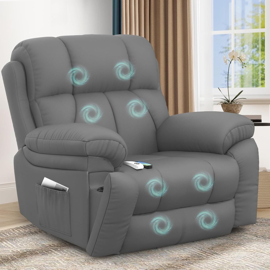 Sillón reclinable con masaje y calor, ideal para mayores