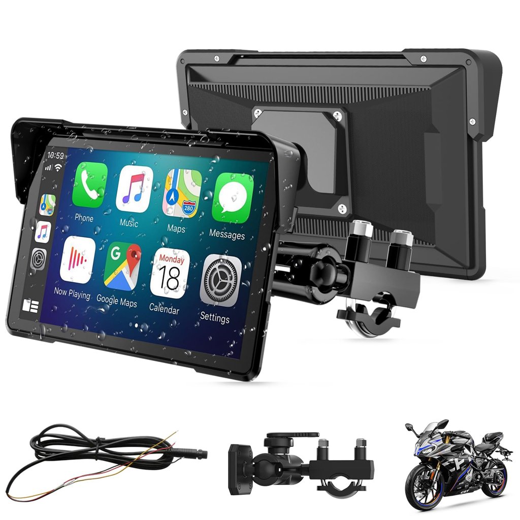 Pantalla CarPlay para moto de 7" con Android Auto y resistencia IPX67